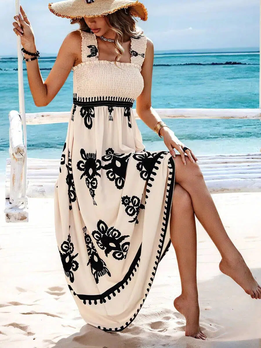 Figuur-Flatterend Maxi Jurk Apricot