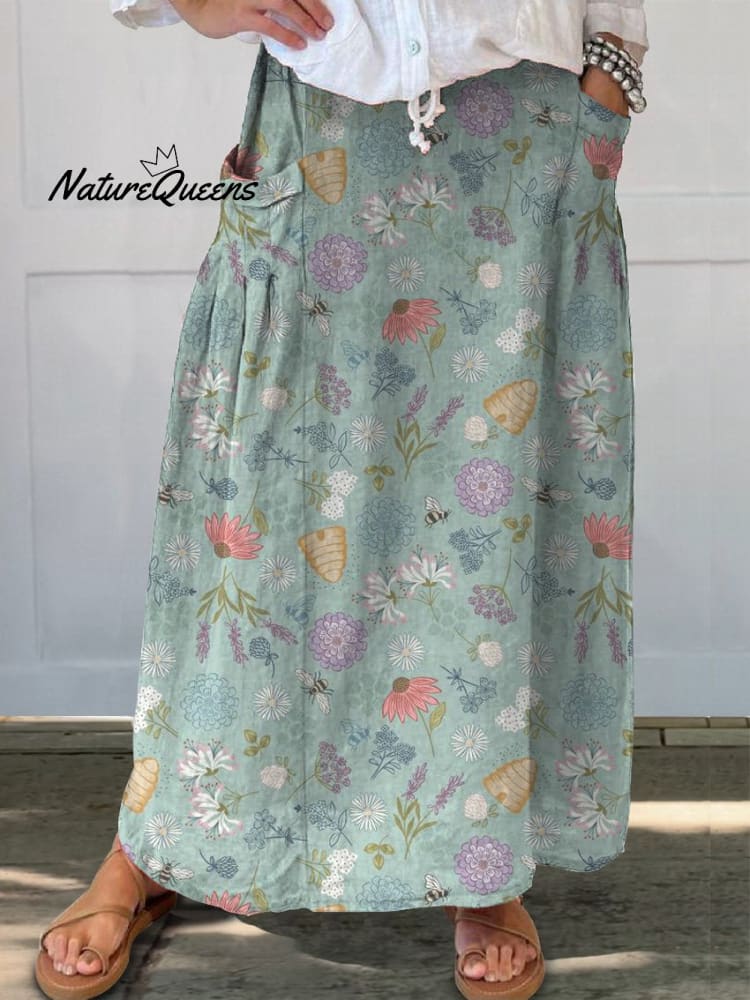 Retro-Look Lichte Linnen Rok