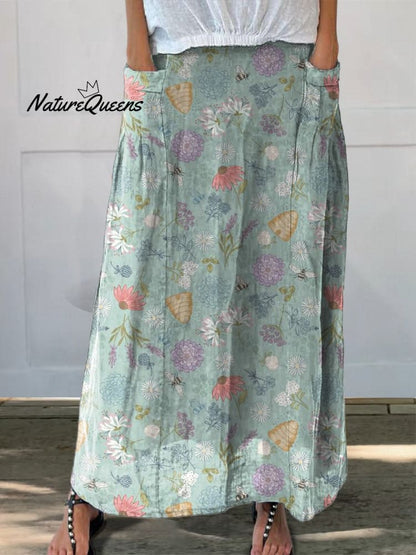 Retro-Look Lichte Linnen Rok